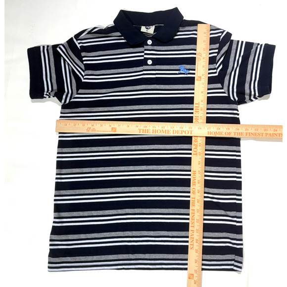Men's Dino Robert Shirt Sleeve Gray, White & Navy Striped Polo - Size XL - Picture 7 of 8